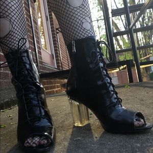 Open Toed Clear Heeled Boots